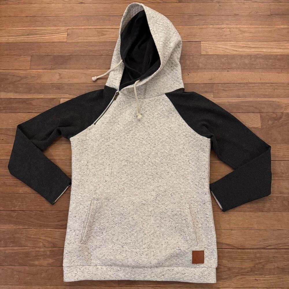 Ampersand Avenue Women's White Grey DoubleHood Hoodie - Size M
 b84